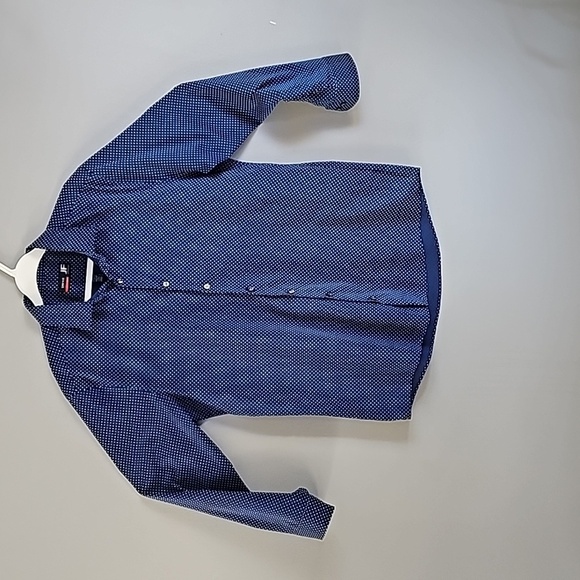 J.Ferrar Navy and White Dress  Shirt, Slim, Stretch - Picture 2 of 6